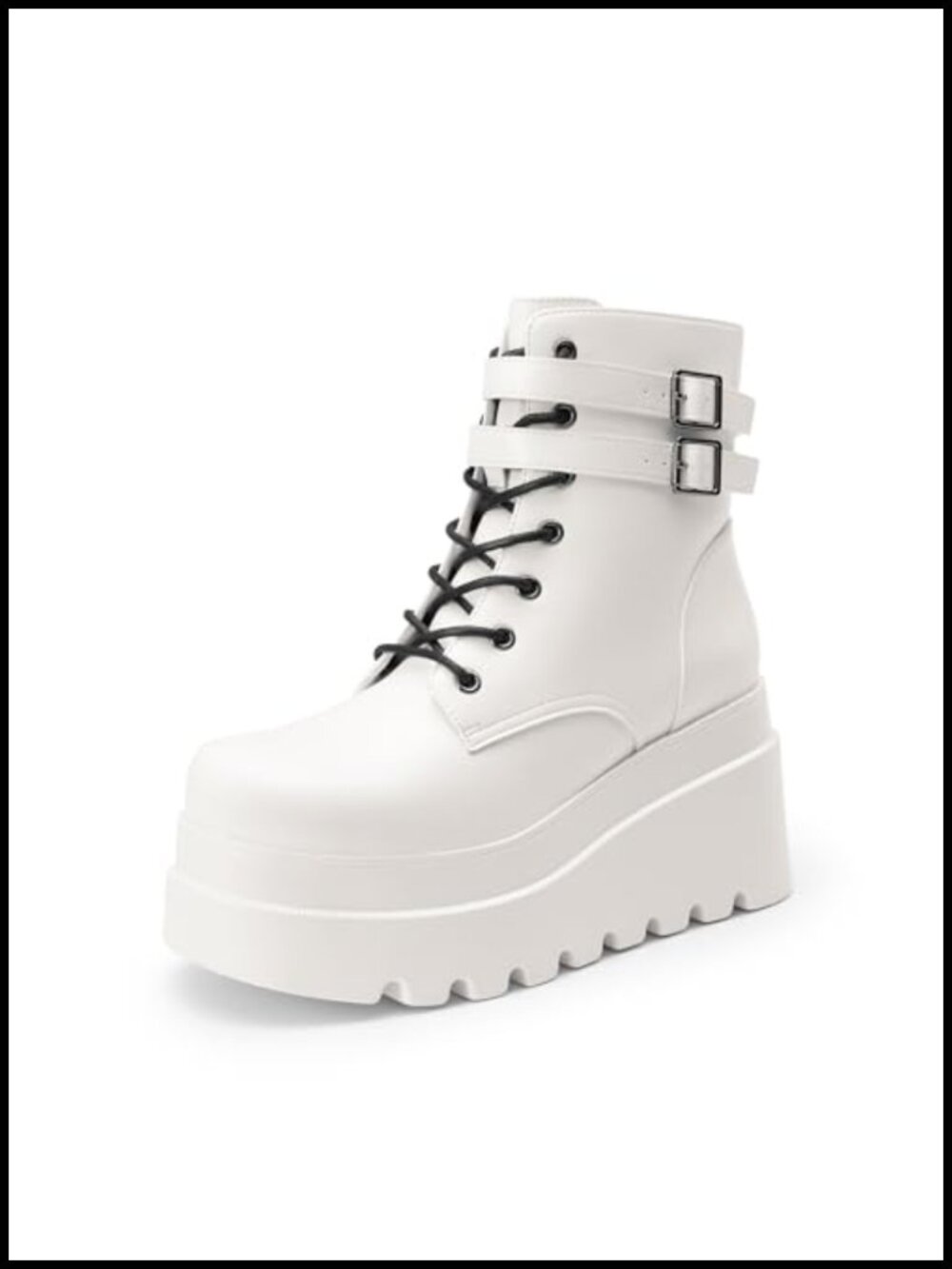 Platform Combat Ankle Boots Chunky High Heel Lace Up Motorcycle Booties